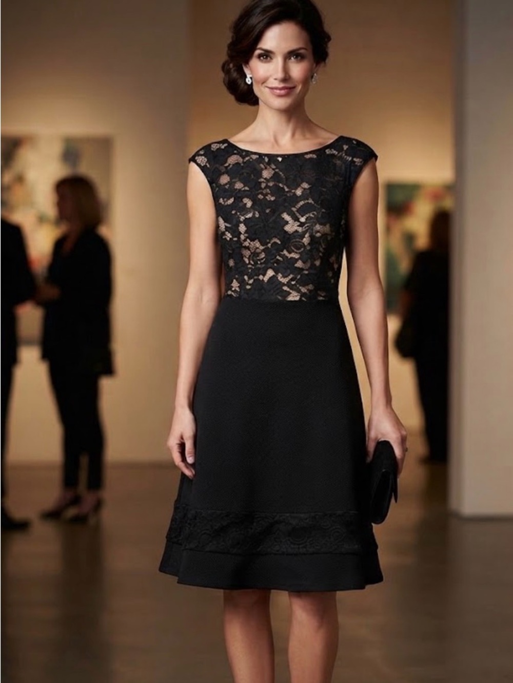 Eclipse Black Lace A-Line Cocktail Dress